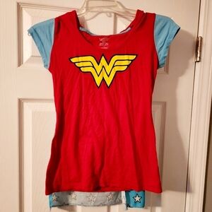NWOT DC Comics Wonder Woman Caped Hooded Costume Tee Girls Large L (18) Cosplay